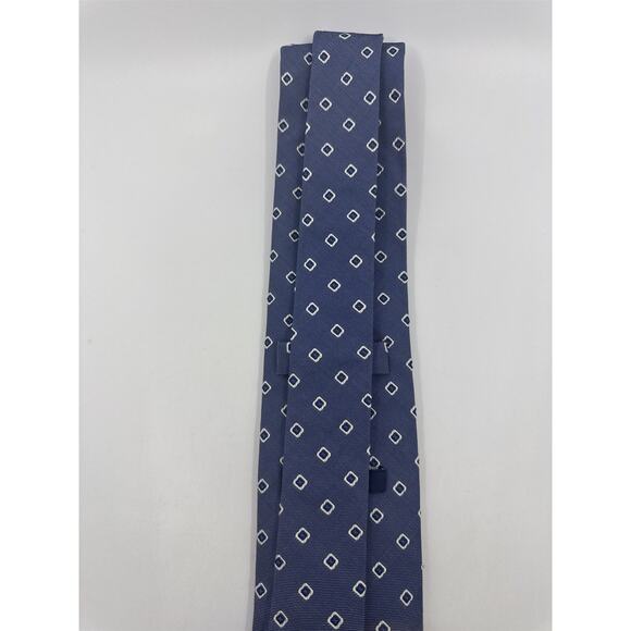Boggi Milano Made In Italy Blue Men's Neck Tie W/ White Squares - Picture 11 of 14